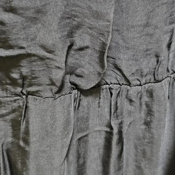 ITALY Black Silk Blend Midi Black Elastic Waist Long Dress Sleevless size 3X - Picture 4 of 8